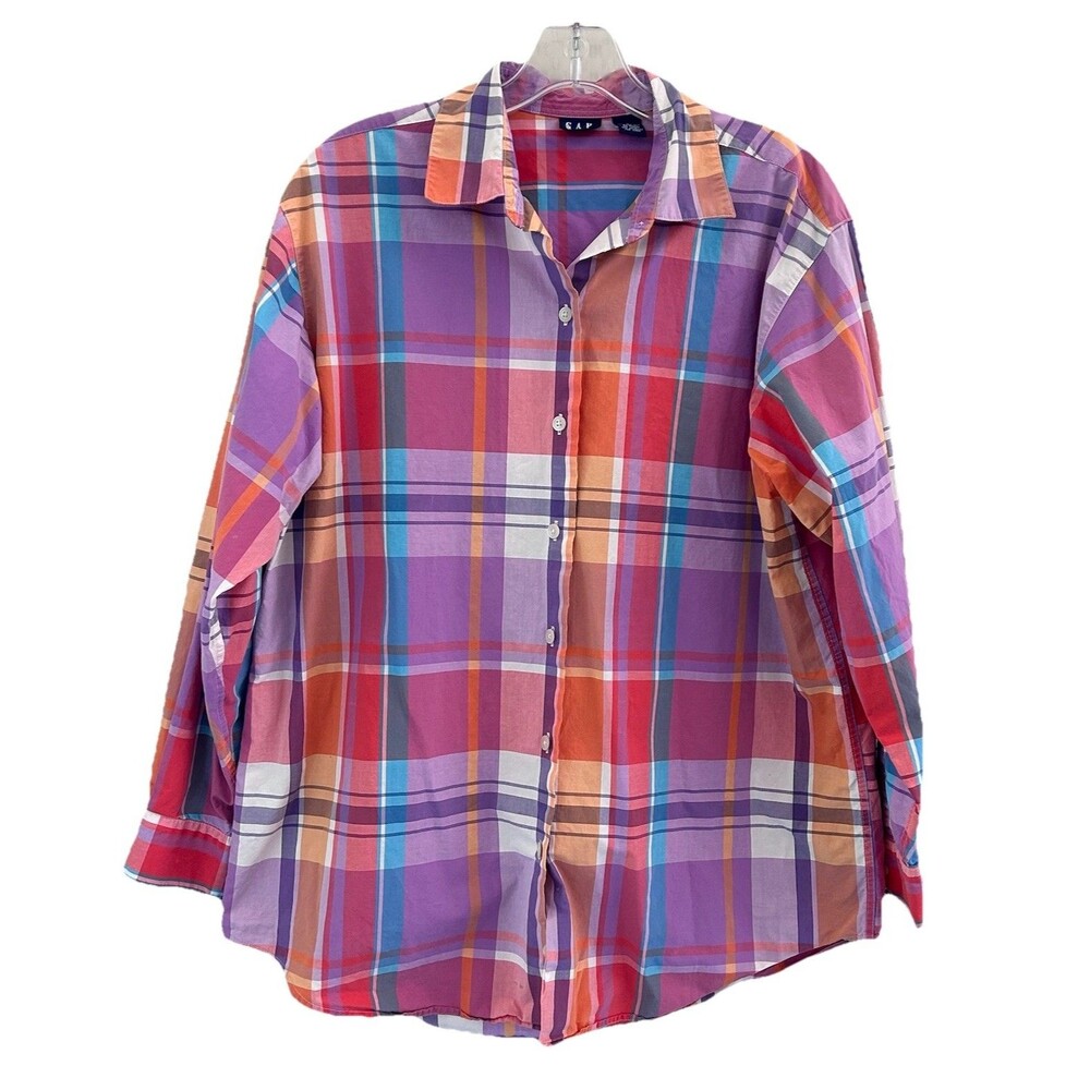 Gap Women's Plaid Button Down Shirt 100% Cotton Long Sleeve Size S